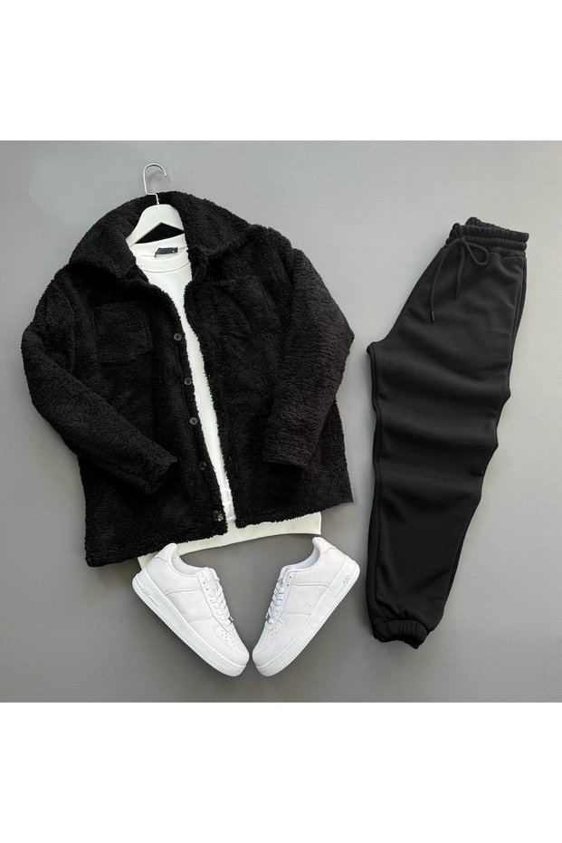 Men's Plush Jacket and Sweatpants 2-Piece Combo