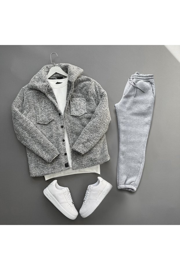 Men's Plush Jacket and Sweatpants 2-Piece Combo