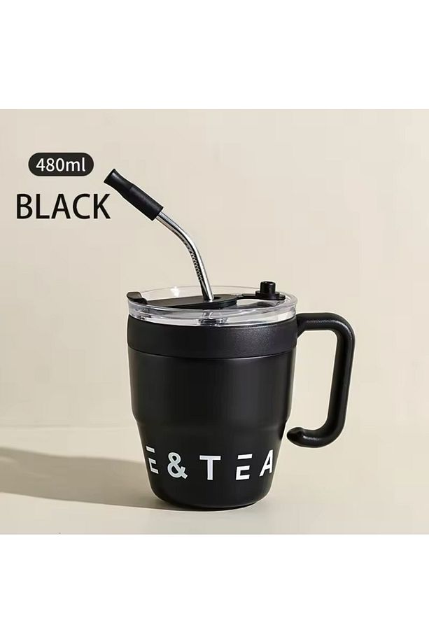 Kahve için pipetli Bardak 480ml paslanmaz çelik termos sıcak soğuk içeçecekler ofis-iş-Araç-Seyehat - 1