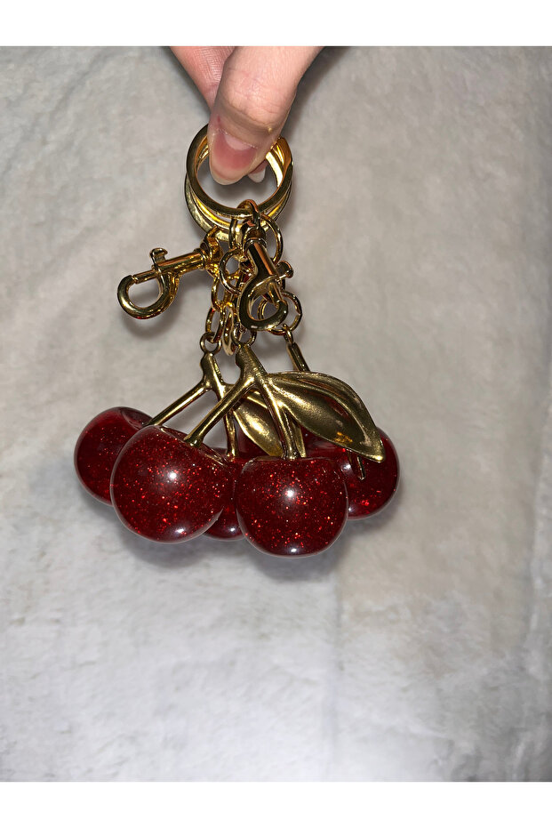 إكسسوار حقيبة الكرز الأحمر، زخرفة، سحر، سلسلة المفاتيح - 5