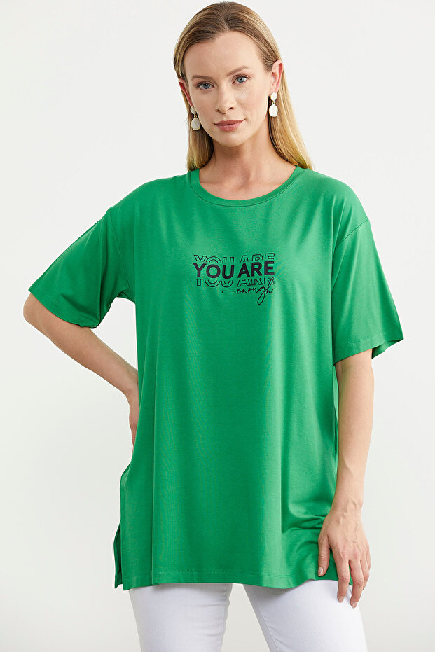 Plus Size Printed Blouse - Green - 5