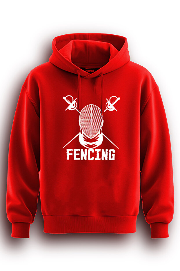 Fencing Printed Sweatshirt Hooded 3 Thread Hoodie Fencing Sweat Fench6007