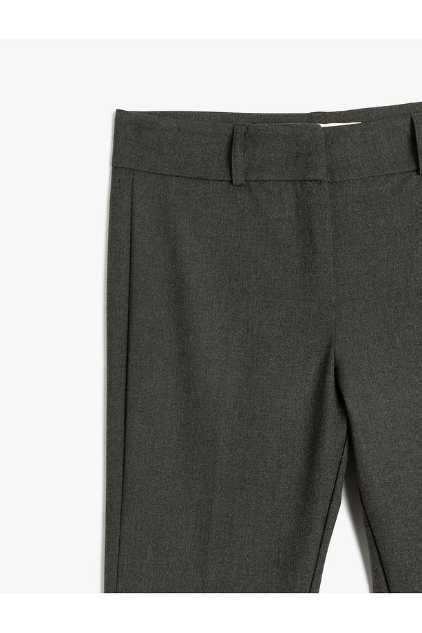 Standart Bel İspanyol Paça Kumaş Pantolon - 5
