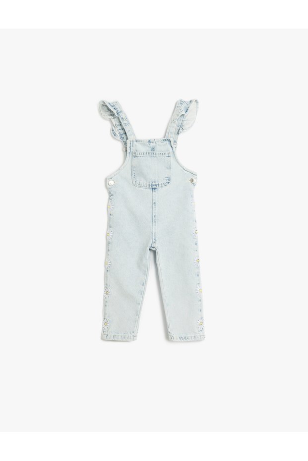 Cotton Pocket Detailed Strappy Denim Salopet Jumpsuit