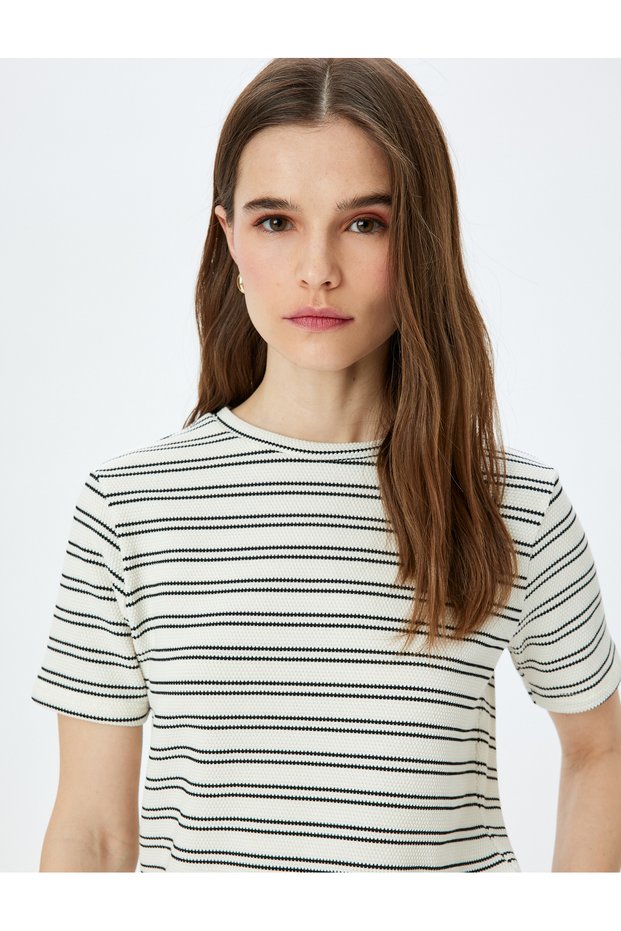 Slim Fit Crew Neck Short Sleeve Striped T-Shirt