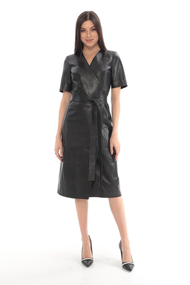 Hakiki Deri Kadın Elbise - 1
