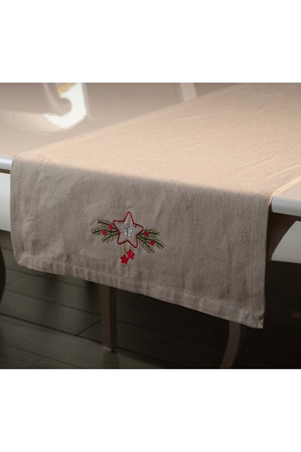 Embroidered, New Year's Concept Linen Fabric Star Pattern 45X140 Decorative Runner