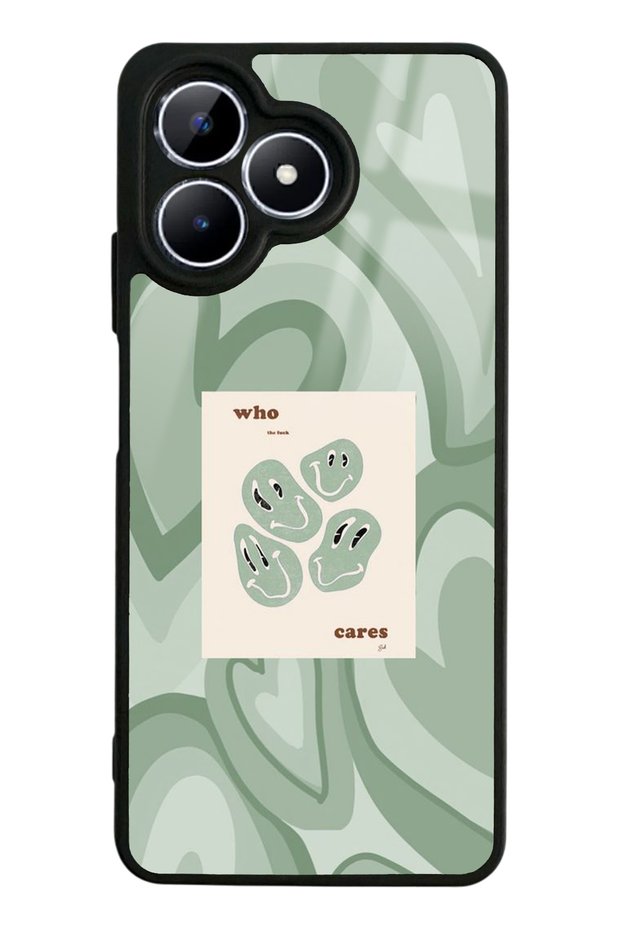 Oppo Realme Note 50 Who Cares Glossy Phone Case with Green Design