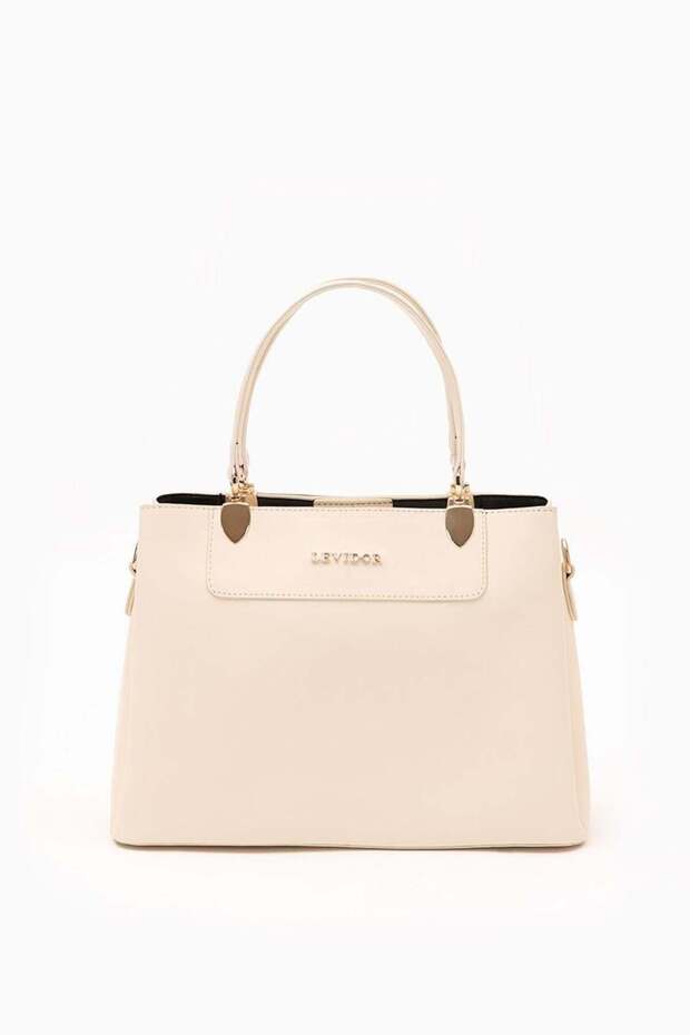 حقيبة يد كريمية بثلاث حجرات - 1