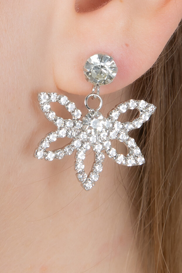 Women's Dragonfly Figure Tiny Leaf Zircon Stone Earrings Model Elegant Engagement Wedding Party Henna Prom