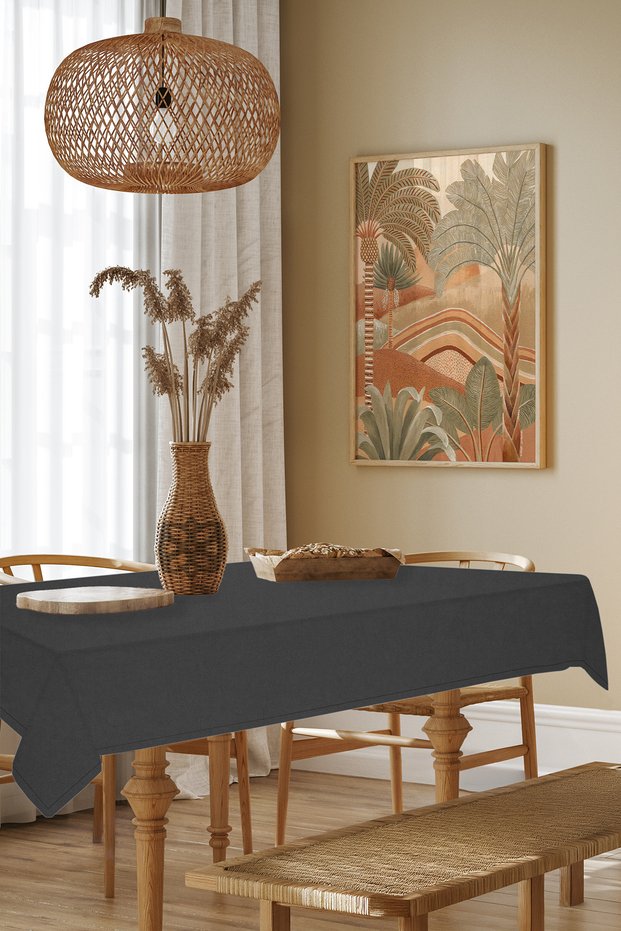 Table Cloth - Velvet Textured Series Smoked Carefree (Stain Resistant and Wrinkle Resistant) Tablecloth