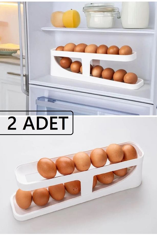 2 Adet Kayar Yumurta Organizeri 2 Katlı Yumurta Rafı - 1