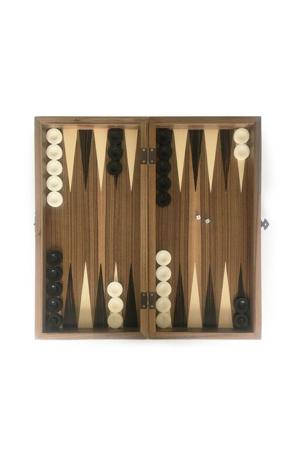 Star Aegean Solid Wood Checkered Backgammon Large
