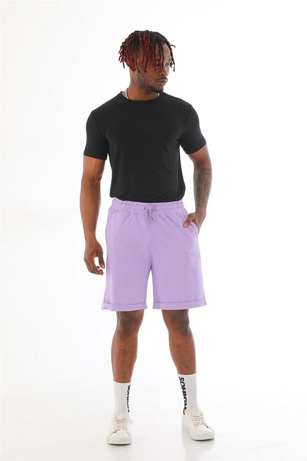 Erkek Regular Fit Duble Paça %100 Pamuklu Şort-lila - 3