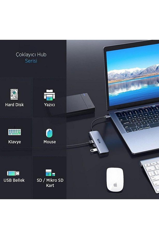 Type-c Pd 4 Portlu Usb 3.0 Dönüştürücü Hub - 6