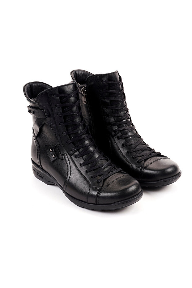 RETRO-G Kadın Deri Bot Siyah - 4