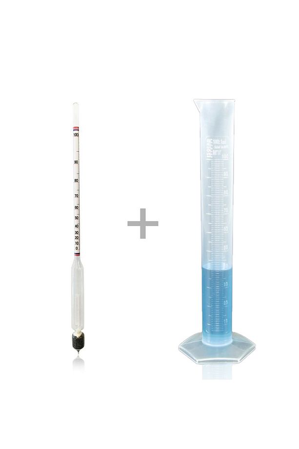 0-100 Uzun Form Alkolmetre Hidrometre Ve 250ml Mezür Seti - 1