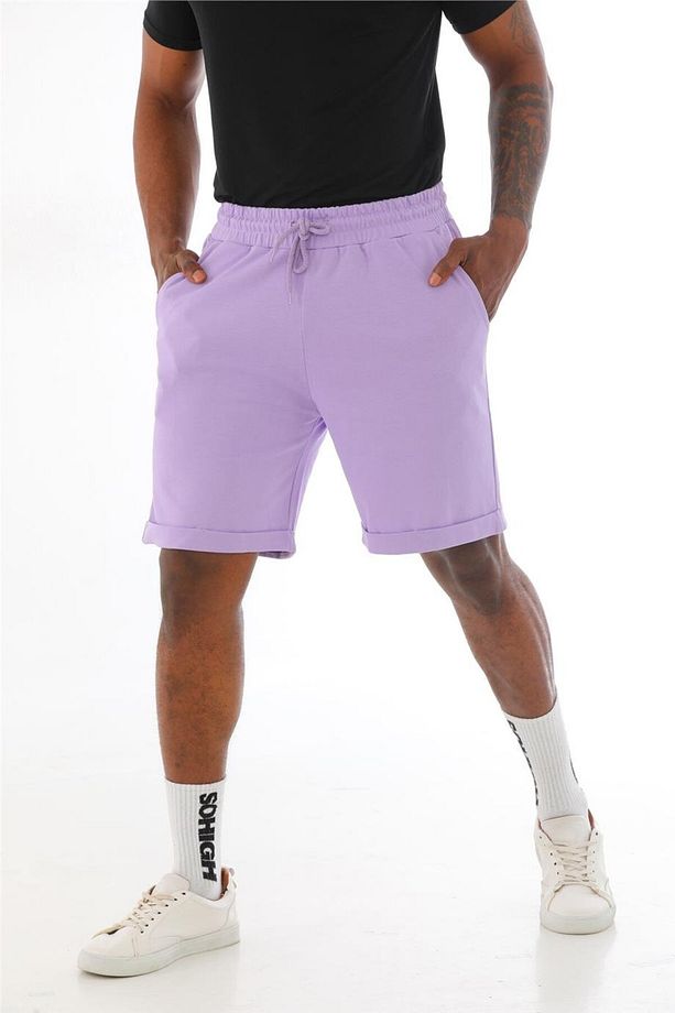 Erkek Regular Fit Duble Paça %100 Pamuklu Şort-lila - 8