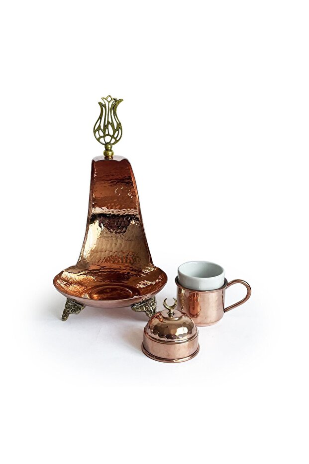 Hilal Bakır Kahve Sunum Seti - 7