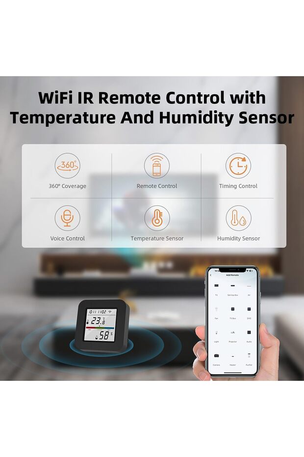 Tuya Smart Wifi Infrared Sıcaklık ve Nem Kontrol Sensörü Amazon Alexa Google Home Uyumlu - 2