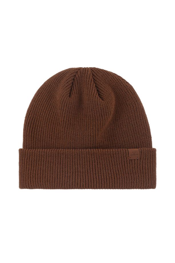 Unisex Kahverengi Akrilik Düz Yumuşak Triko Bere Esnek Çift Katlamalı Kışlık Logolu Basic Pumb - 4