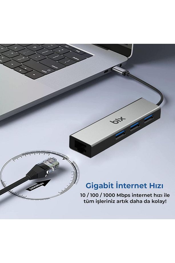 Usb 3.0 Gigabit Ethernet 3 Portlu Çoklayıcı Hub - 3