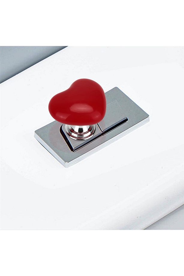 Klozet Basma Buton Düğmesi Kulp, Kalp Klozet Kapağı Kulpu Şifon Tuşu - 8