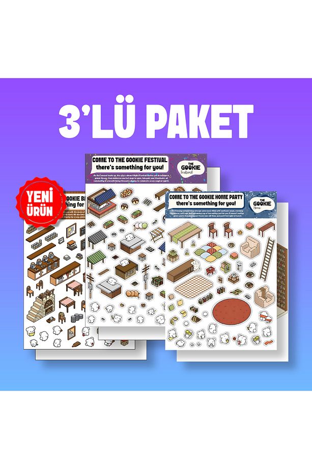 3'lü Paket Izometrik Sticker Seti Yapışkanlı Çıkartma 3d Etiket - 1