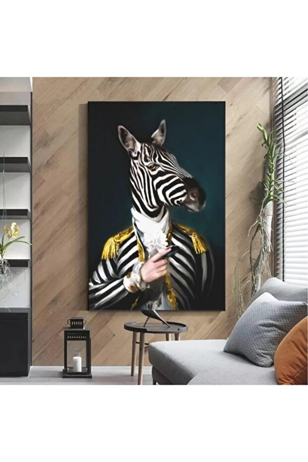 حمار وحشي في تصميم الرسم الزخرفي الموحد لوحة قماشية