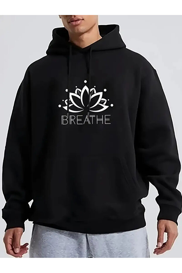 Men's Floral Patterned Hooded Sweatshirt