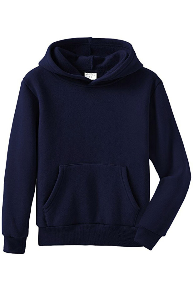 Men's Navy Blue Hooded Winter Thick Sweatshirt