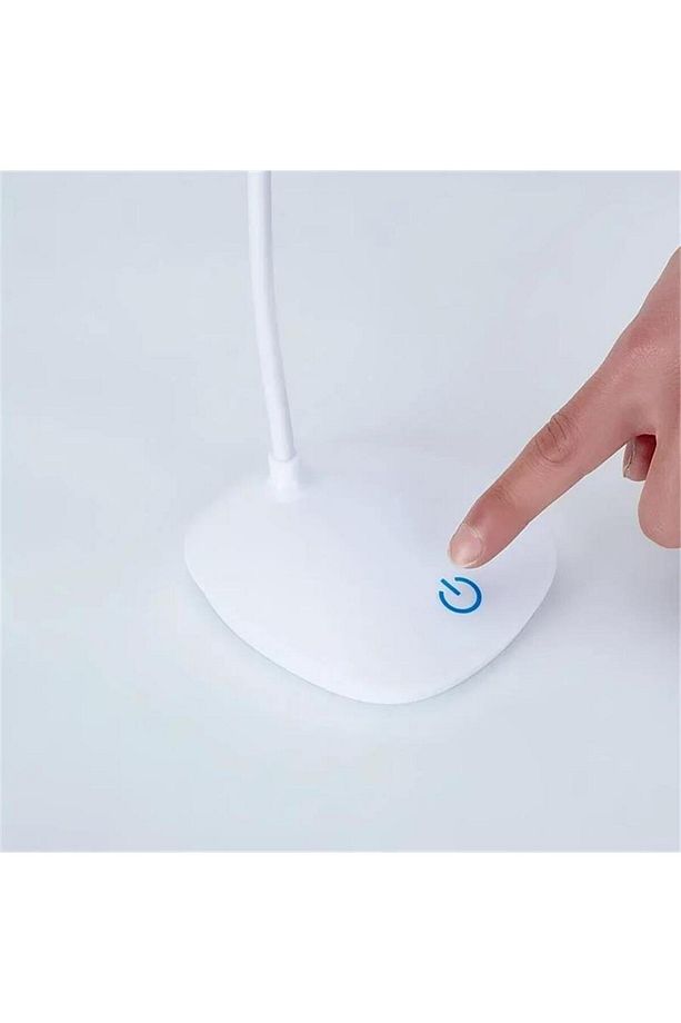 Şarjlı Dokunmatik Led Masa Lambası 3 Kademeli Okuma Işığı 360 Derece Oynar Başlıklı Beyaz Led Lamba - 9