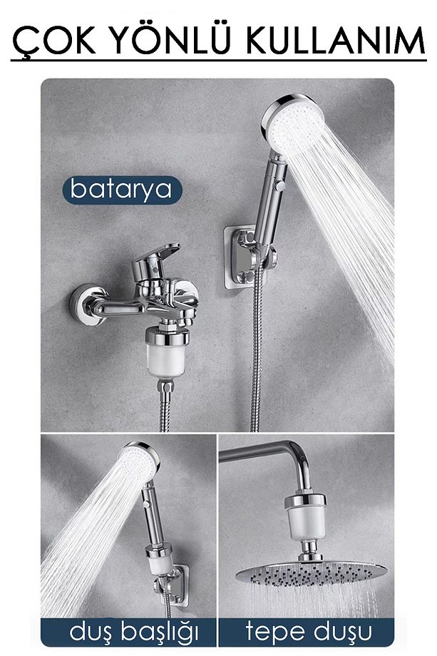 Su Arıtma Filtresi – Duş ve Banyo İçin Kireç ve Partikülleri Arındıran Pamuklu Filtre - 6