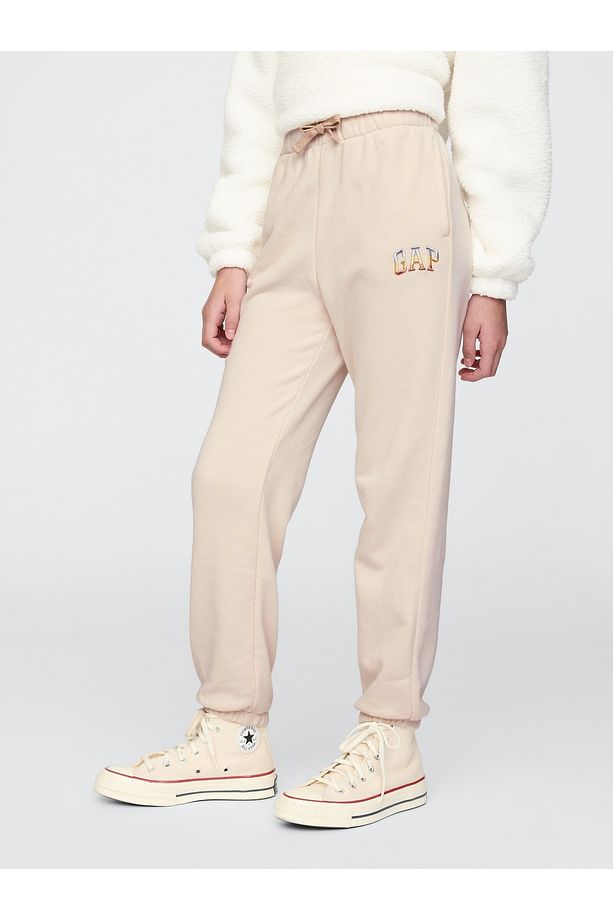 Kız Çocuk Bej Gap Logo Relaxed Fleece Jogger Eşofman Altı - 5