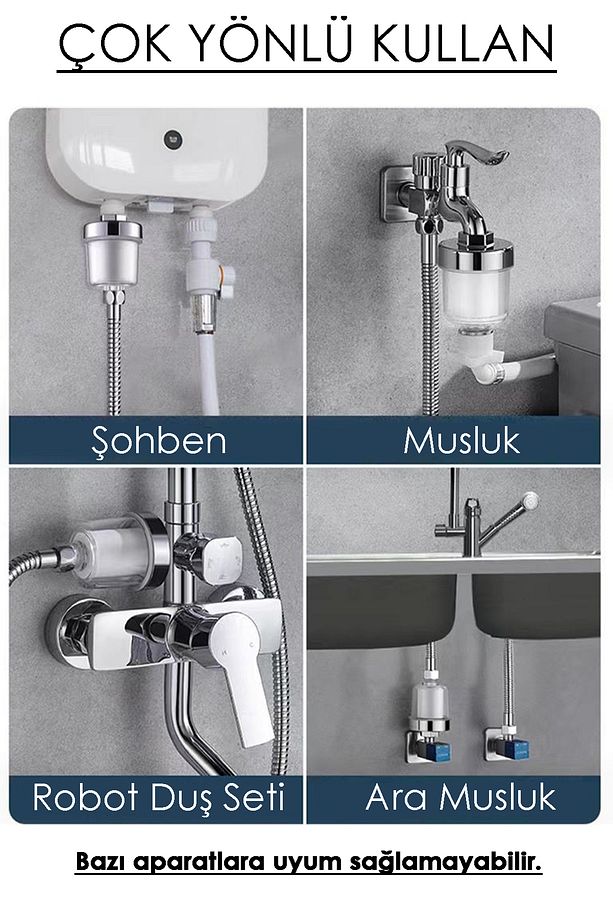 Su Arıtma Filtresi – Duş ve Banyo İçin Kireç ve Partikülleri Arındıran Pamuklu Filtre - 5