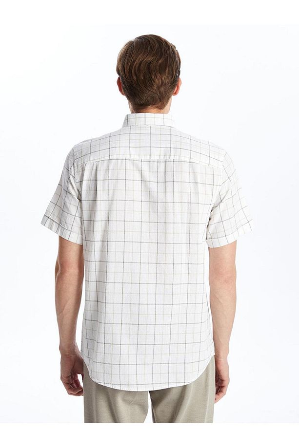 LCWAIKIKI Classic Regular Fit Kısa Kollu Ekose Armürlü Erkek Gömlek - 4