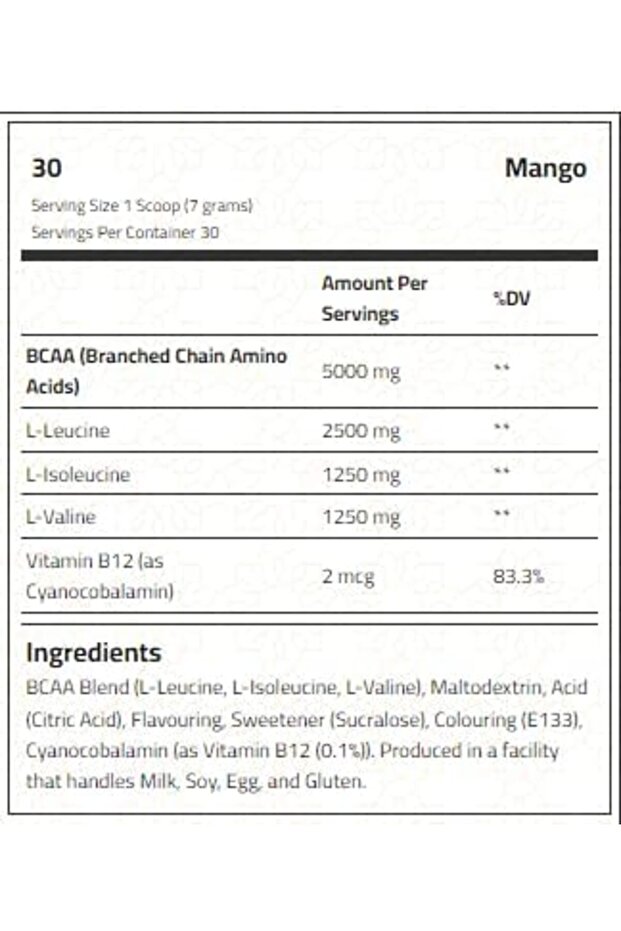 BCAA، مانجو، 30 - 6