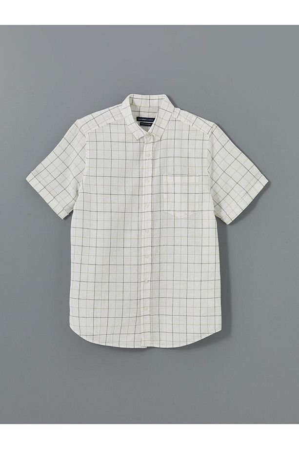 LCWAIKIKI Classic Regular Fit Kısa Kollu Ekose Armürlü Erkek Gömlek - 5