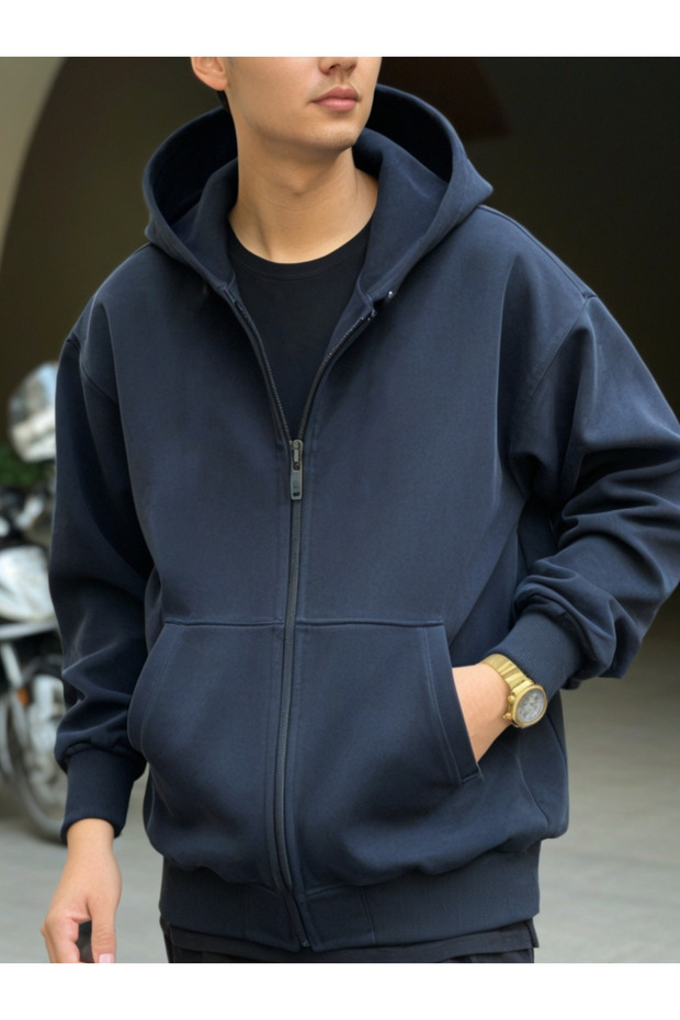 Jachetă cu glugă unisex bleumarin - 3