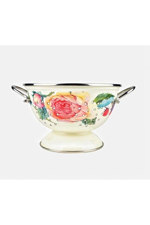 Vintage Rose Rose 22 Cm Enamel Strainer Colander