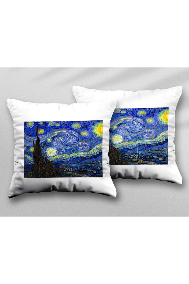 Vincent Van Gogh Starry Night Printed Washable Cushion Throw Pillow - Two Sides Cover