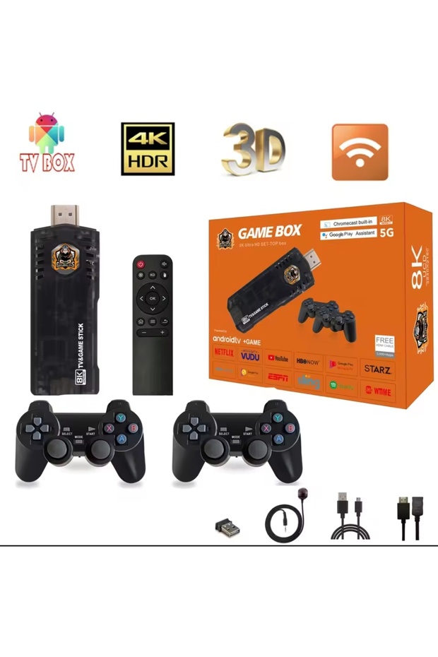 Kumandalı Android TV Game X8 8K5G Retro Atari Joystick PS1AtariSega Çift Kişilik 10000 Oyun Konsolu - 3
