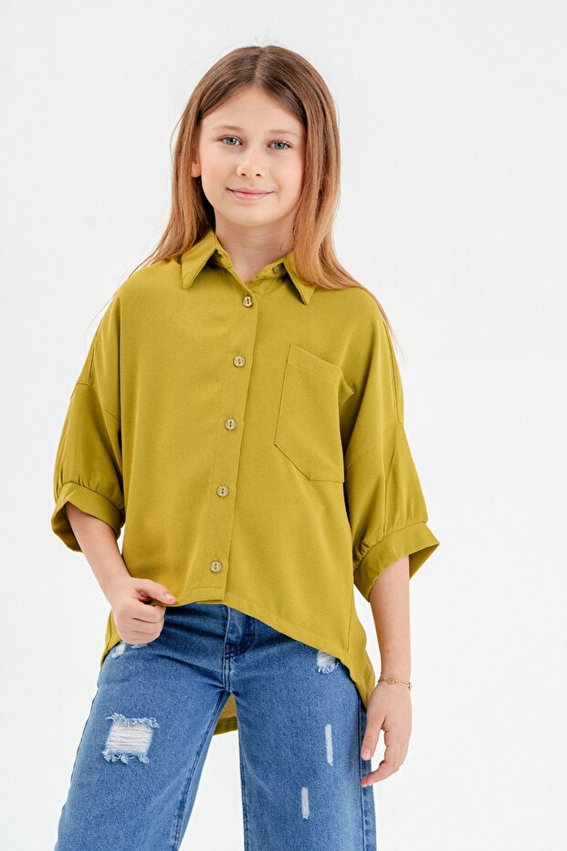 Girl's Back Pleated Shirt 3119