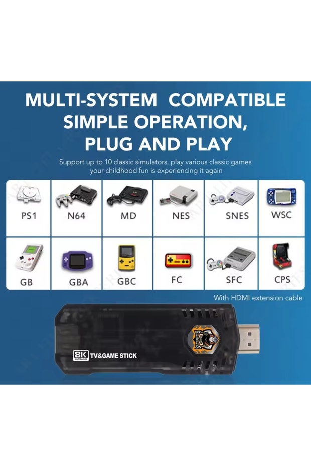 Kumandalı Android TV Game X8 8K5G Retro Atari Joystick PS1AtariSega Çift Kişilik 10000 Oyun Konsolu - 6