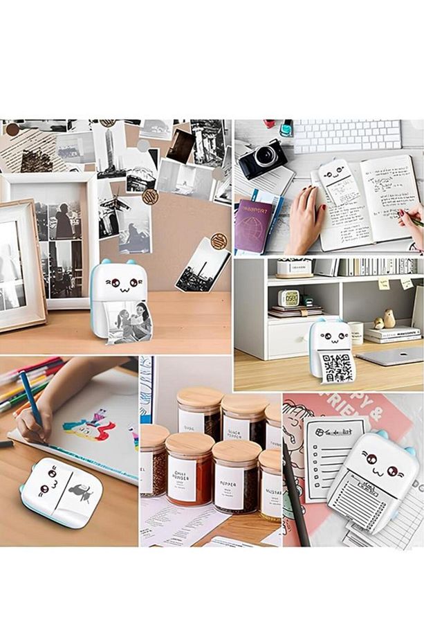 Yapışkanlı Beyaz 1Paket (5Adet) Termal Rulo Kağıt Etiket Sticker Tüm Mini Makinalara Uyumlu - 2