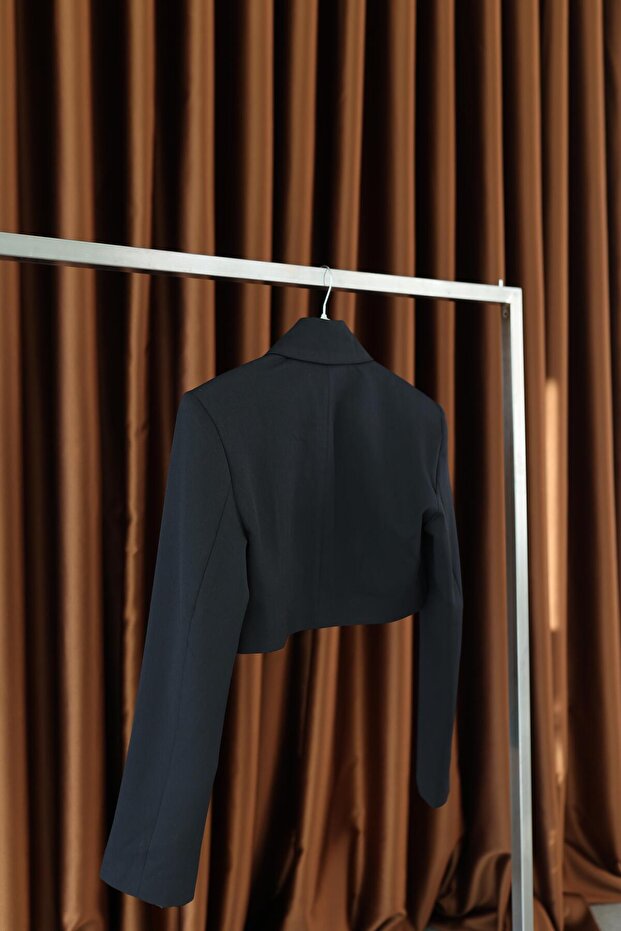 Lacivert Crop Ceket - 2