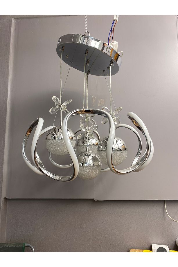 Yüksek Aydınlatmalı Bulut Model Krom kaplama 4 toplu sarkıt modern 3 renk led avize - 5
