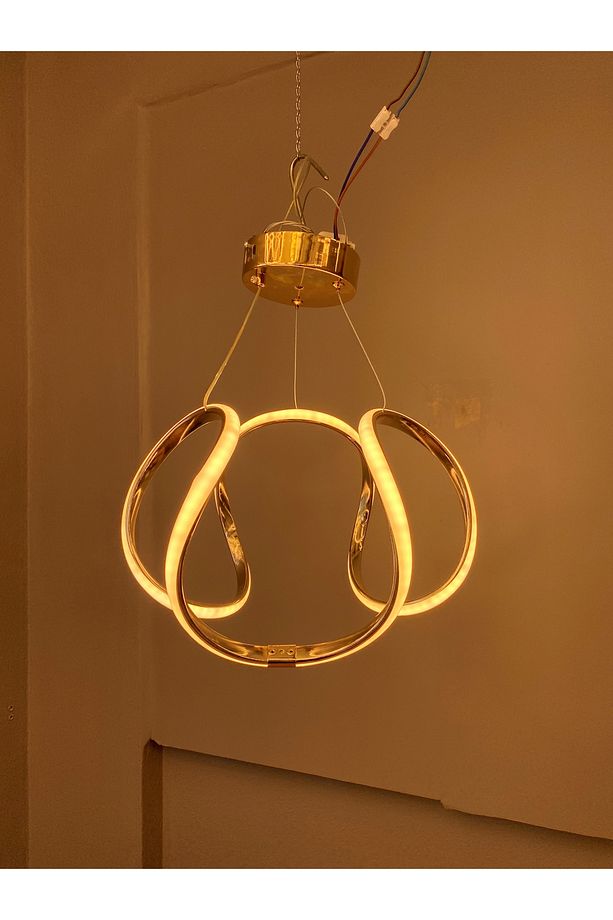 Yüksek Aydınlatmalı Damla Model gold kaplama sarkıt modern 3 renk led avize - 3