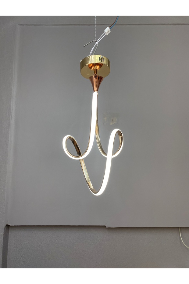 Yüksek Aydınlatmalı Badem Model Gold  kaplama tek top sarkıt modern 3 renk led avize - 1