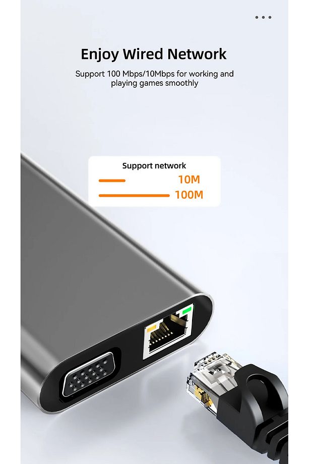 11 In 1 Type-c To Usb Hub Port Uyumlu Adaptör Hdmı 4x Usb Lan Vga Sd Card Çevirici Çoklayıcı - 8